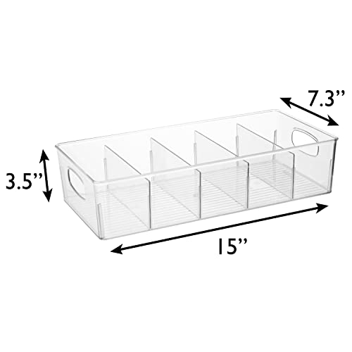  Clear Plastic Storage Bins with Dividers, Perfect for