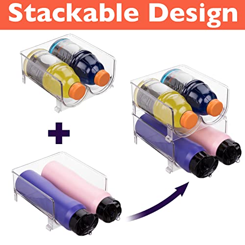 2 Pack Stackable Bottle Holder Storage Rack, Vtopmart Plastic Water Bottle  Organizer, Clear