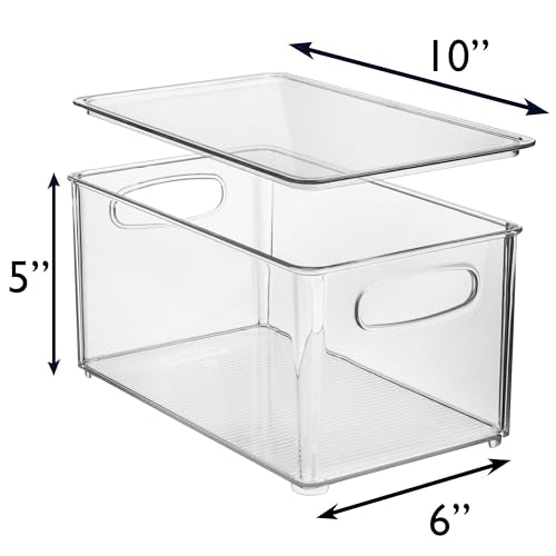 10" x 6" x 5" Clear Plastic Storage Bins with Lids