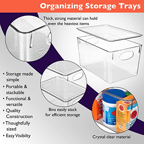 Plastic Storage Boxes Clear With Black Lids Home Office Stackable Strong  Quality