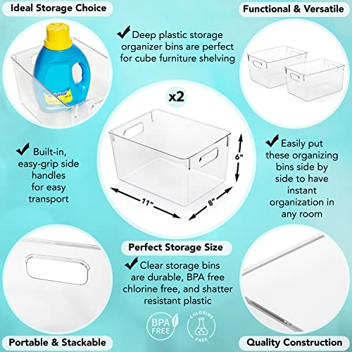 mDesign Plastic Stacking Food Storage Organizer Bin, 11 Deep, 8 Pack - Clear