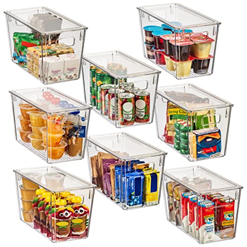 8 Pack Food Storage Organizer Bins, Clear Plastic Bins for Pantry