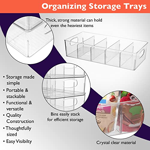 3 Pack Clear Plastic Multipurpose Organizer with 5 Compartments